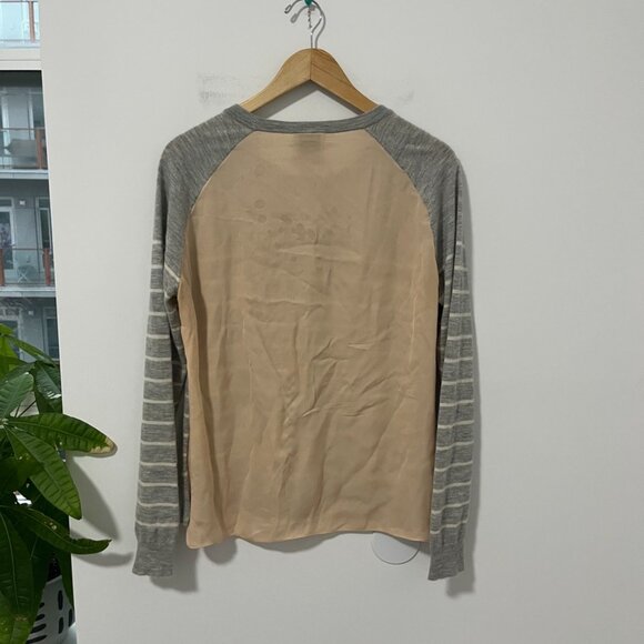 Mason Gray & White Striped Mixed Media Sweater Size Medium - Picture 6 of 7
